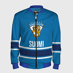 Бомбер мужской Сборная Финляндии, цвет: 3D-синий