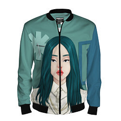 Бомбер мужской Billie Eilish: Turquoise Hair, цвет: 3D-черный