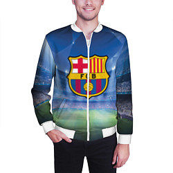 Бомбер мужской FC Barcelona, цвет: 3D-белый — фото 2