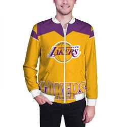 Бомбер мужской Los Angeles Lakers, цвет: 3D-белый — фото 2