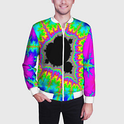 Бомбер мужской Фрактальная кислотная черная дыра - множество Манд, цвет: 3D-белый — фото 2