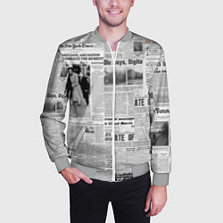 Бомбер мужской Газета Newspaper, цвет: 3D-меланж — фото 2