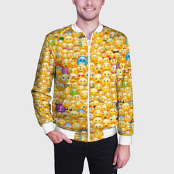 Бомбер мужской Смайлики Emoji, цвет: 3D-белый — фото 2