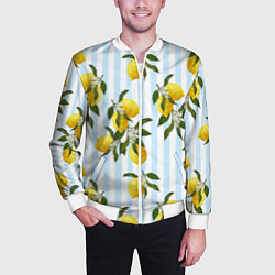 Бомбер мужской Лимоны, цвет: 3D-белый — фото 2