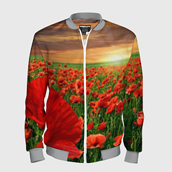 Бомбер мужской Красный мак на закате, цвет: 3D-меланж