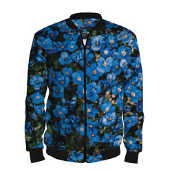 Бомбер мужской Поле синих цветов фиалки лето, цвет: 3D-черный