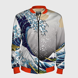 Бомбер мужской The great wave off kanagawa, цвет: 3D-красный
