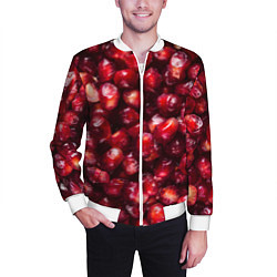 Бомбер мужской Много ягод граната ярко сочно, цвет: 3D-белый — фото 2