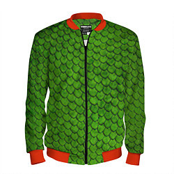 Бомбер мужской Зелёная чешуя, цвет: 3D-красный