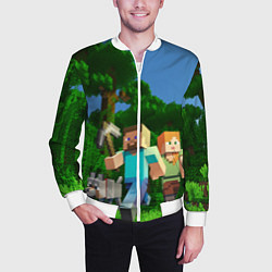 Бомбер мужской Minecraft, цвет: 3D-белый — фото 2