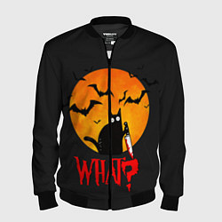 Бомбер мужской What Cat Halloween, цвет: 3D-черный