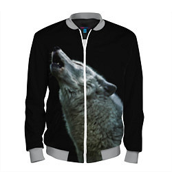 Бомбер мужской Воющий волк, цвет: 3D-меланж