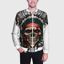 Бомбер мужской Череп индейца, цвет: 3D-белый — фото 2