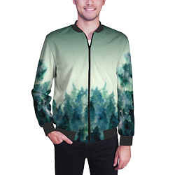 Бомбер мужской Акварельный лес градиент, цвет: 3D-черный — фото 2
