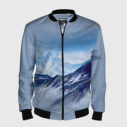 Бомбер мужской Серо-голубые горы, цвет: 3D-черный
