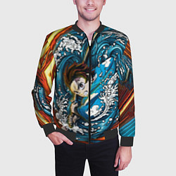 Бомбер мужской Танджиро Камадо Клинок демонов, цвет: 3D-черный — фото 2