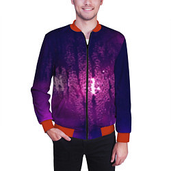 Бомбер мужской Стекло дождь фиолетовый, цвет: 3D-красный — фото 2