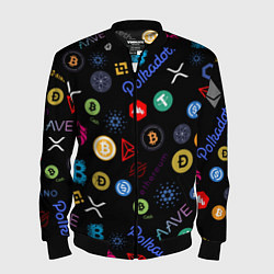 Бомбер мужской BITCOIN PATTERN БИТКОИН Z, цвет: 3D-черный