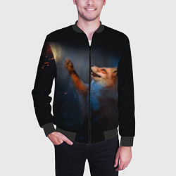Бомбер мужской Лиса и огонек, цвет: 3D-черный — фото 2