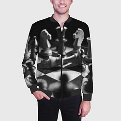 Бомбер мужской Шахматы, цвет: 3D-черный — фото 2