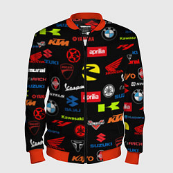 Бомбер мужской Motorcycle pattern Мото паттерн Z, цвет: 3D-красный