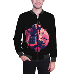 Бомбер мужской Вишневый Самурай, цвет: 3D-черный — фото 2