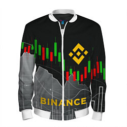 Бомбер мужской BINANCE БИНАНС ГРАФИК, цвет: 3D-белый