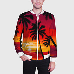 Бомбер мужской Гавайский закат, цвет: 3D-белый — фото 2