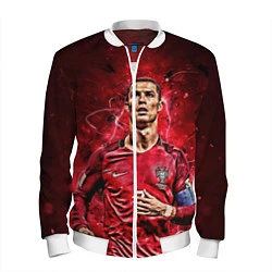 Бомбер мужской Cristiano Ronaldo Portugal, цвет: 3D-белый