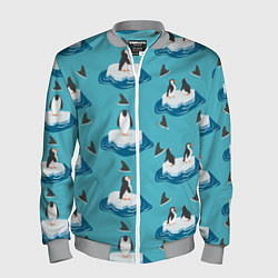 Бомбер мужской Пингвины, цвет: 3D-меланж