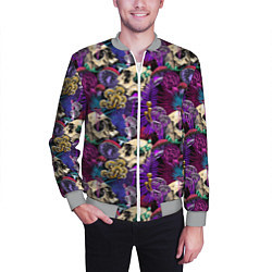 Бомбер мужской Психоделика - черепа и грибы, цвет: 3D-меланж — фото 2