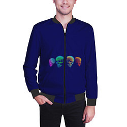 Бомбер мужской Rainbow Skulls, цвет: 3D-черный — фото 2