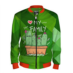 Бомбер мужской Милая семья кактусов, цвет: 3D-красный