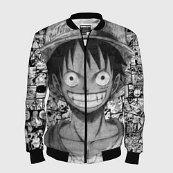 Бомбер мужской Луфи улыбается one piece, цвет: 3D-черный