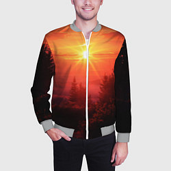 Бомбер мужской УТРЕННИЙ РАССВЕТ НАД ОБЛАКАМИ, цвет: 3D-меланж — фото 2