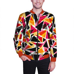Бомбер мужской Разноцветные треугольники, цвет: 3D-красный — фото 2