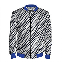 Бомбер мужской Черно-белый полосатый тигровый, цвет: 3D-синий
