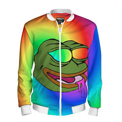 Бомбер мужской Pepe rainbow, цвет: 3D-белый