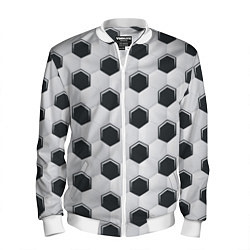 Бомбер мужской Текстура футбольного мяча, цвет: 3D-белый