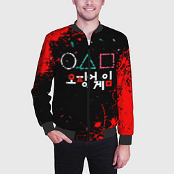 Бомбер мужской Игра в кальмара брызги крови, цвет: 3D-черный — фото 2
