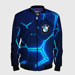 Бомбер мужской BMW LOGO 3Д ПЛИТЫ ГЕОМЕТРИЯ, цвет: 3D-черный