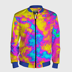 Бомбер мужской Яркая абстракция космических красок, цвет: 3D-синий