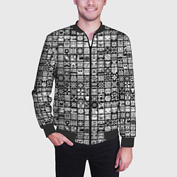 Бомбер мужской Geometry Dash: BW Pattern, цвет: 3D-черный — фото 2