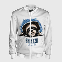 Бомбер мужской Ши-Тцу Shih-Tzu, цвет: 3D-белый