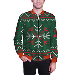 Бомбер мужской Knitted Snowflake Pattern, цвет: 3D-красный — фото 2