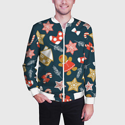 Бомбер мужской Merry Christmas!!!, цвет: 3D-белый — фото 2