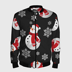 Бомбер мужской Снеговик!, цвет: 3D-черный