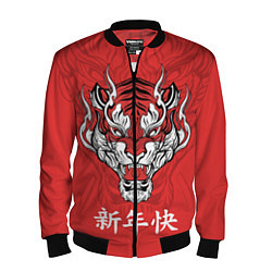 Бомбер мужской Красный тигр - дракон, цвет: 3D-черный