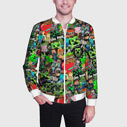 Бомбер мужской МАЙНКРАФТ ВСЕ ГЕРОИ И ПРЕДМЕТЫ, цвет: 3D-белый — фото 2