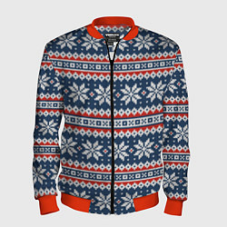 Бомбер мужской Knitted Christmas Pattern, цвет: 3D-красный
